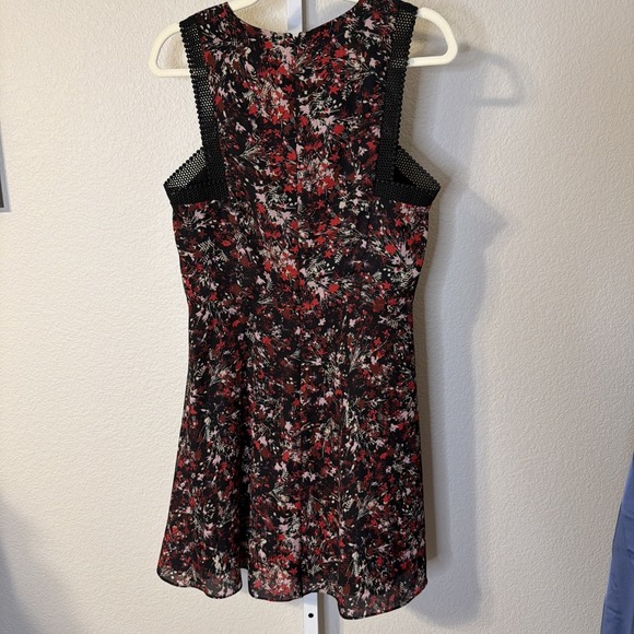 REISS Womens Floral Sleeveless Fit and Flare Mini Dress‎ Black Red USA 6 - Picture 7 of 8